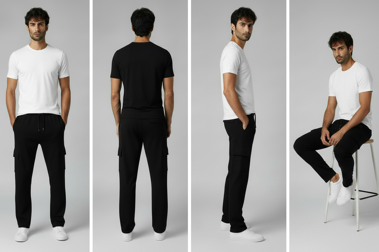 Men’s 4-Pocket Straight Fit Terry Cargo Trousers